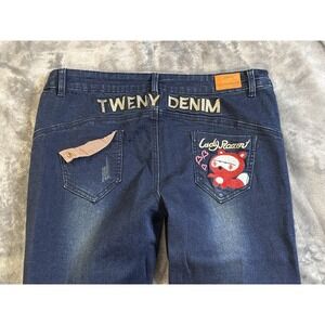 Lolita Jeans‎ Womens 34 TWENY DENIM Racoon Embroidered Cute Pants Denim RARE